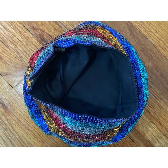 Vintage sequin colorful beret hat adjustable - Picture 2 of 5